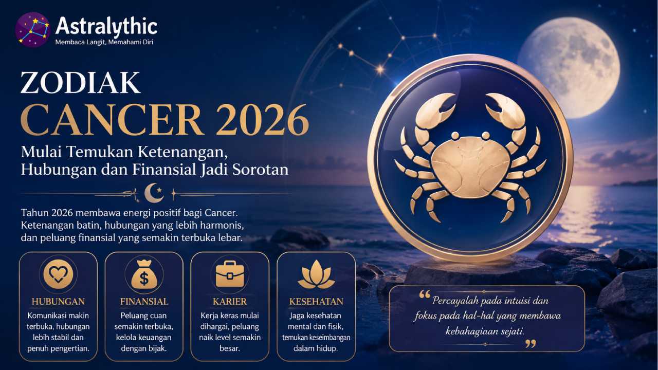 Zodiak Cancer 2026 Mulai Tenang, Hubungan dan Finansial Jadi Sorotan