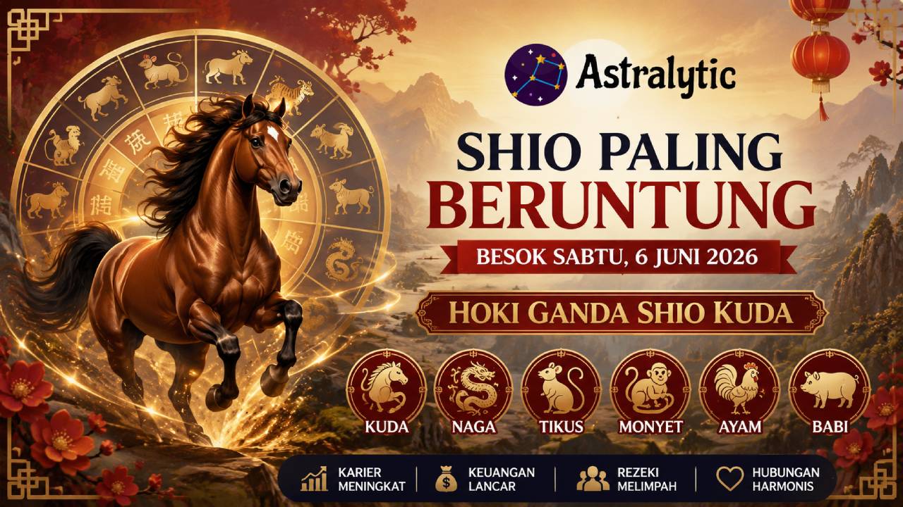 Shio Paling Beruntung Besok Sabtu 6 Juni 2026, Hoki Ganda Shio Kuda Membuka Banyak Peluang Positif