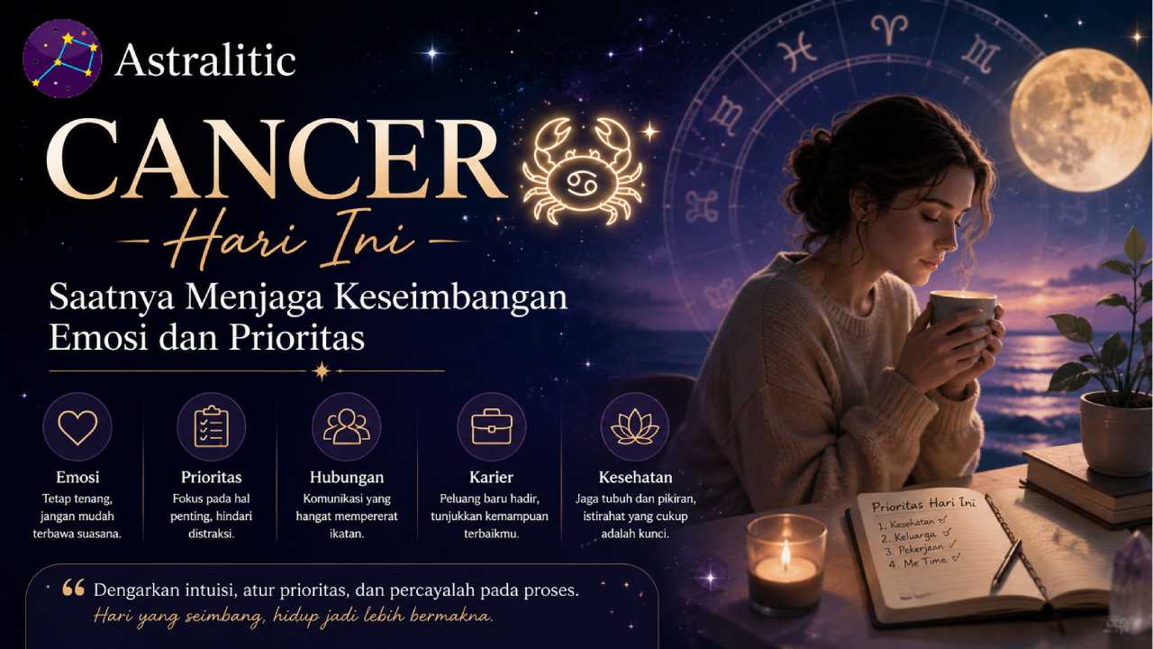 Cancer Hari Ini, Saatnya Menjaga Keseimbangan Emosi dan Prioritas